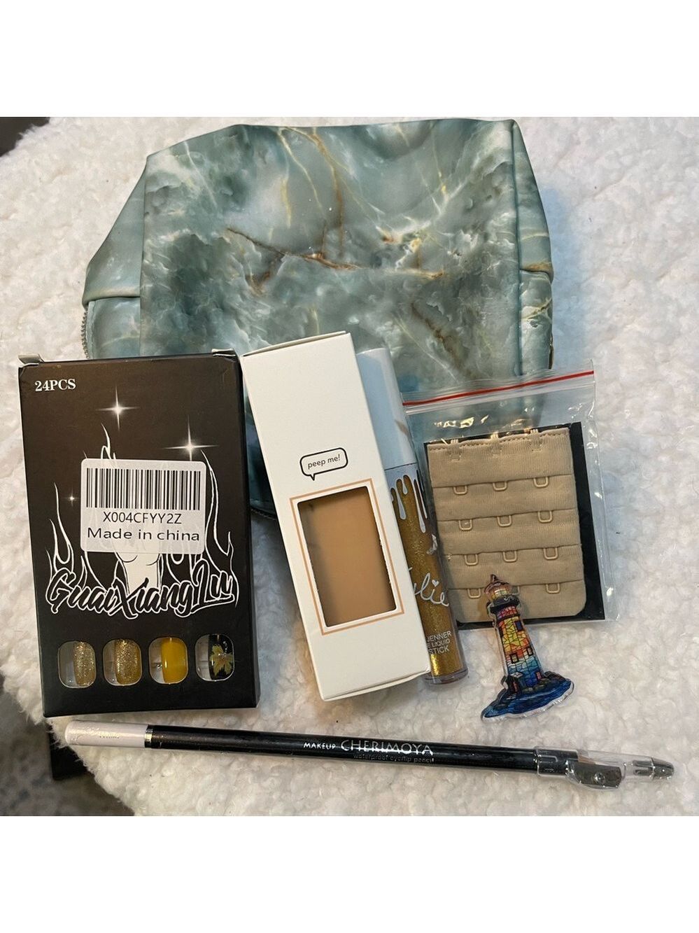 Makeup bag with set of products: stocking stuffers